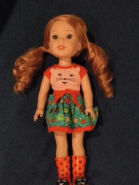 Willa Wellie Wisher with Green Floral Skirt and Red Top American Girl